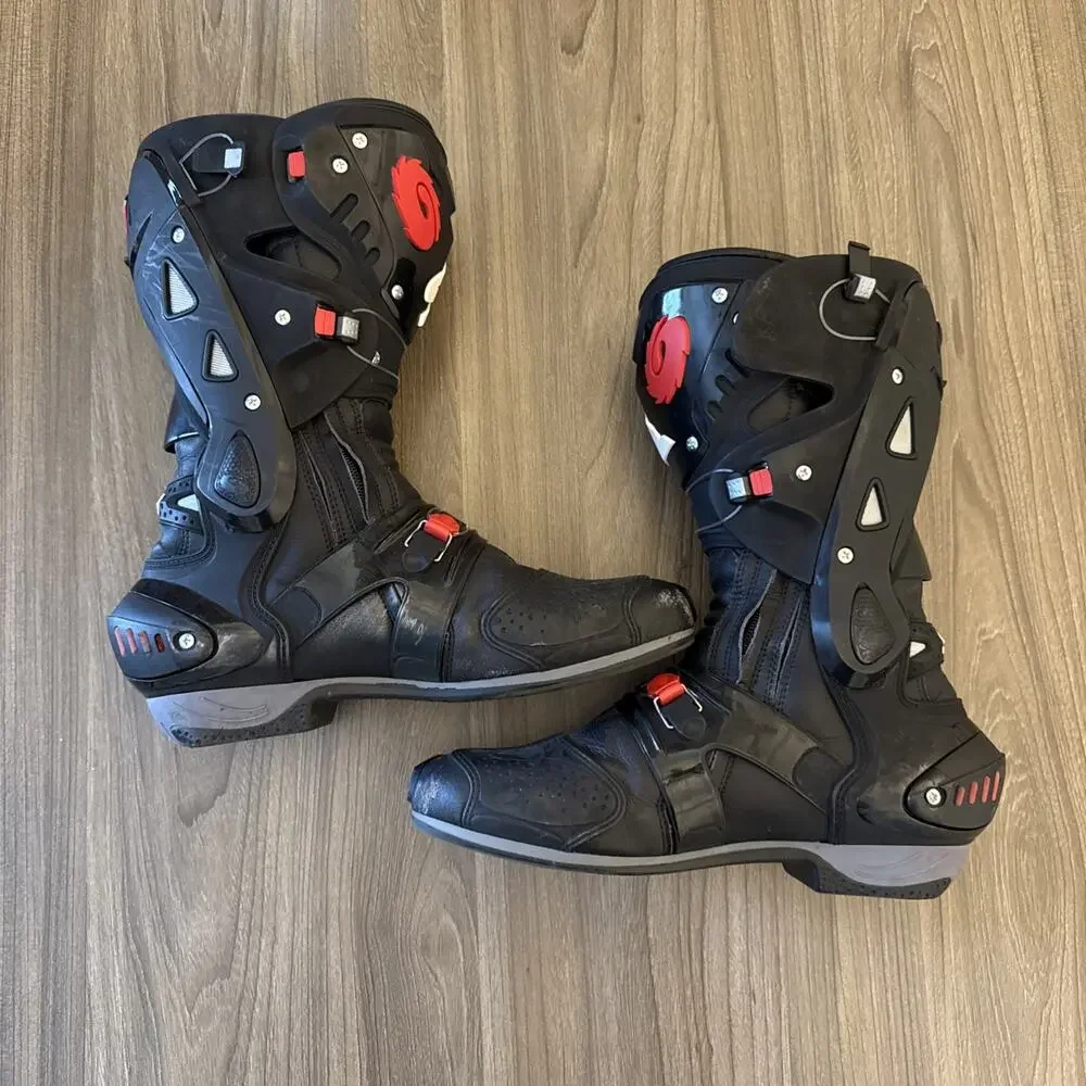 Sidi SRS Black Boots Size 10 US 44 EUR MX Motocross Boots Made in Italy